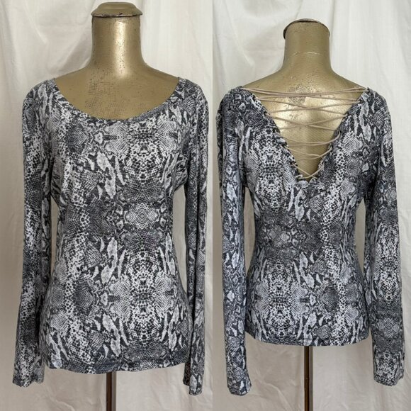 Guess Snakeskin Lace Up T-Shirt S - Picture 1 of 8